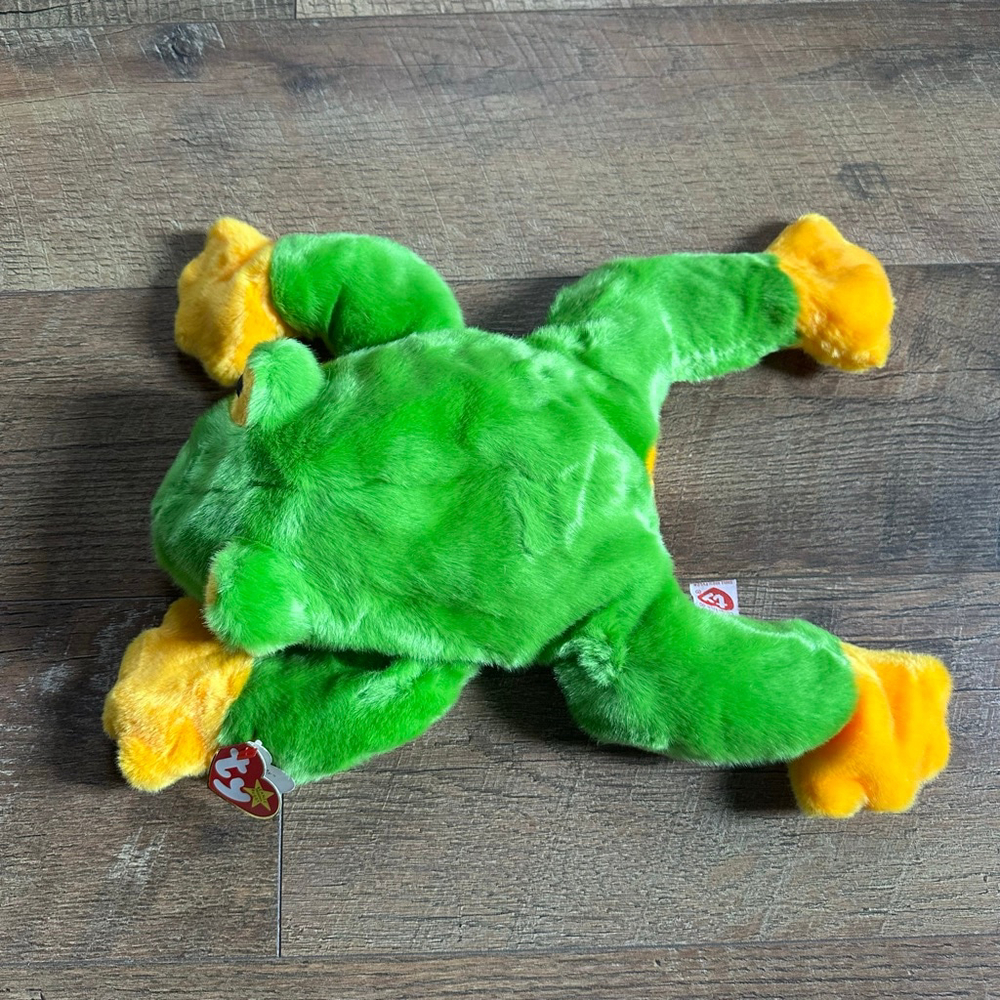 Ty Smoochy Green Yellow Frog Stuffed Animal large - Picture 4 of 10